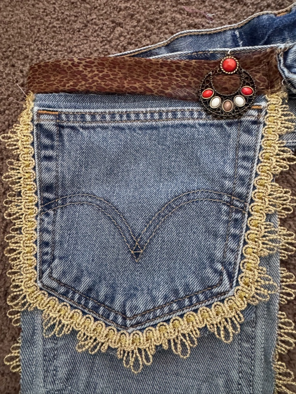 Custom Upcycled Denim Boho Fanny Belt - Picture 8 of 11